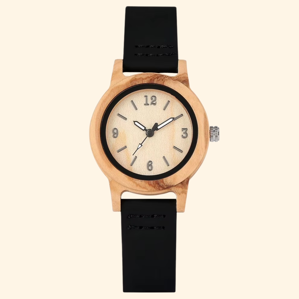 Alba - Montre En Bois Femme Cadran Naturel Et Bracelet Cuir