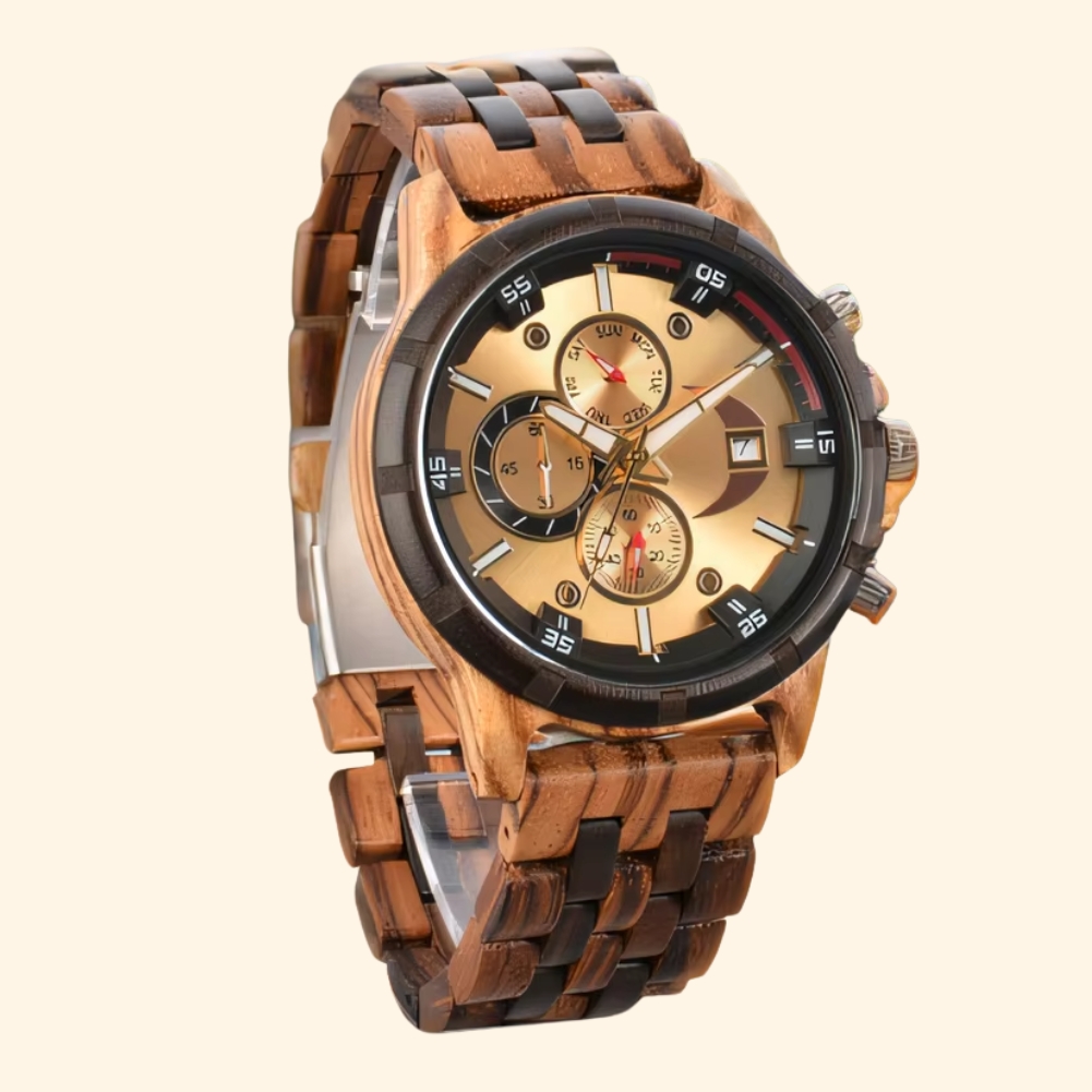 Atlas - Montre Bois Chronographe Bicolore Et Calendrier Complet