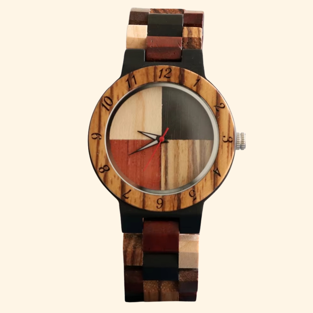 Bahia - Montre Bois Femme 35 Mm Cadran Marqueté Et Bracelet Multi-Essences