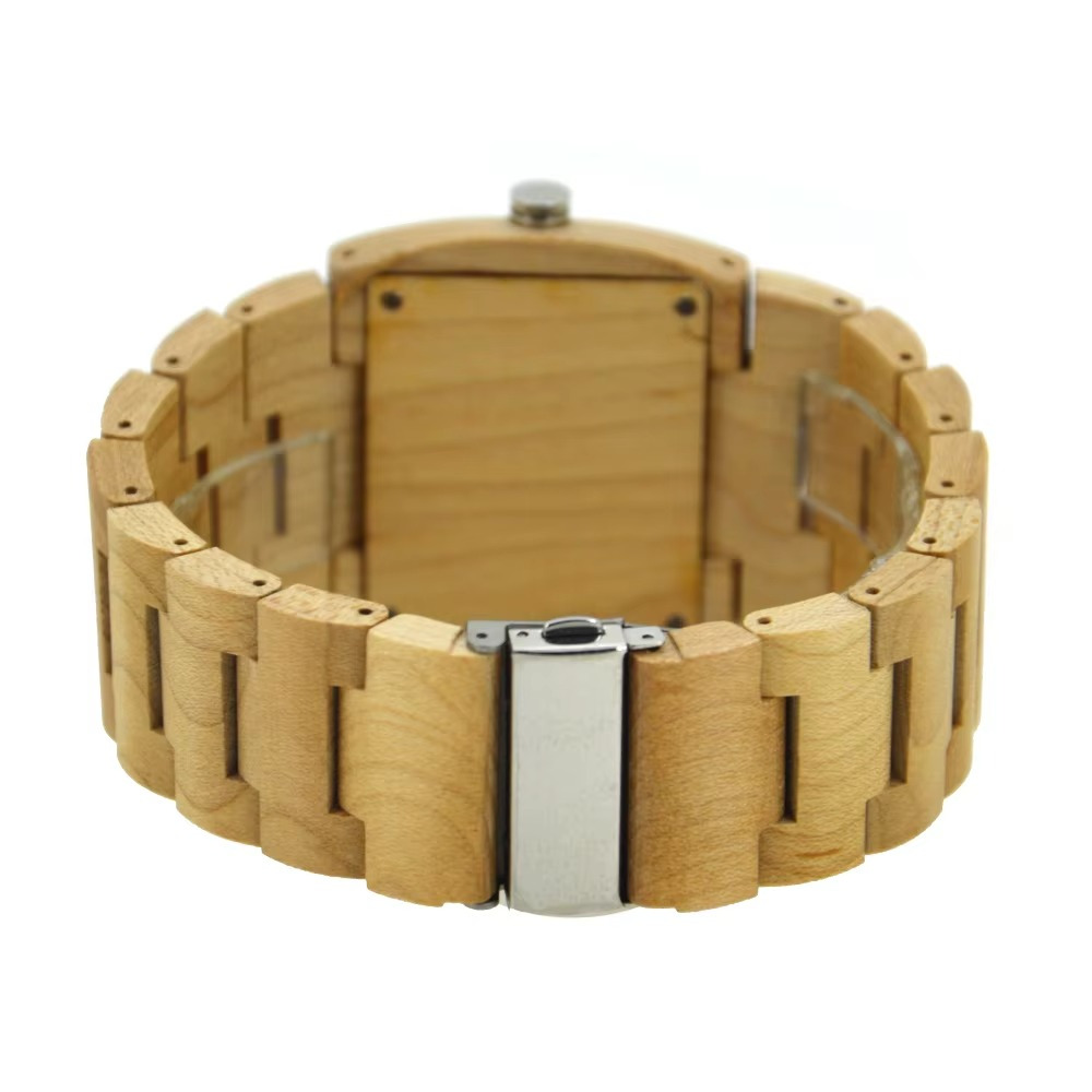 Bracelet en bois bambou clair de la montre Greenwich avec fermoir métallique visible