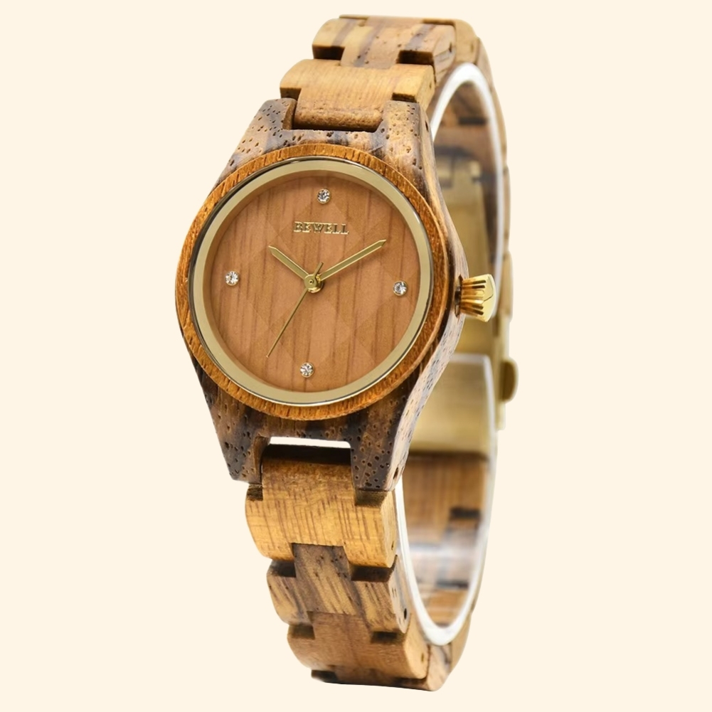 Diadème - Montre En Bois Femme Zébrano Index Strass Quartz