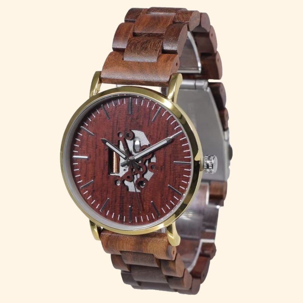 Genève - Montre En Bois Femme Cadran Ajouré Et Bracelet Bicolore