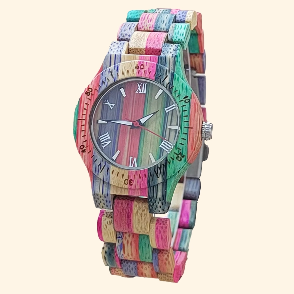 Ipanema - Montre En Bois Femme Sport Cadran Plongée Bicolore Noyer Et Érable