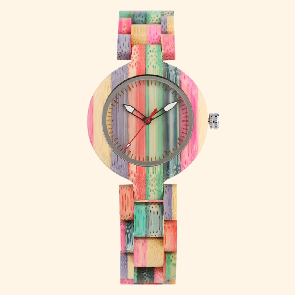 Lumina - Montre En Bois Femme 36 Mm Aiguilles Lumineuses Et Bracelet Bois