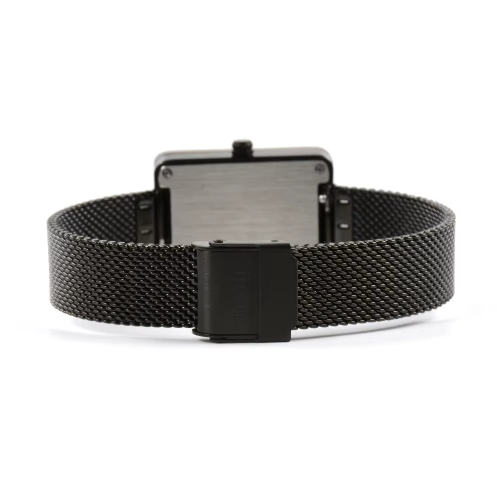Montre Milan femme bracelet maille en acier noir vue arrière fermoir