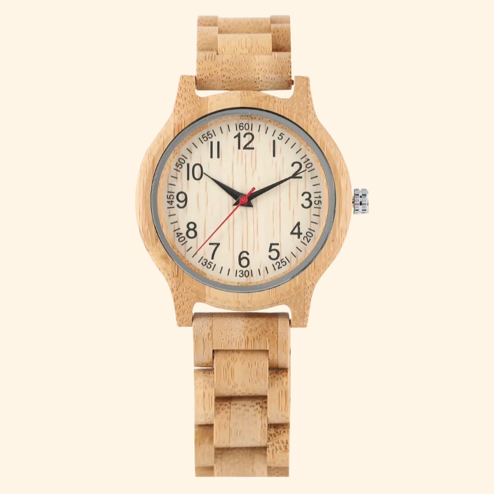 Nara - Montre En Bois Pour Femme Bambou Naturel 37 Mm