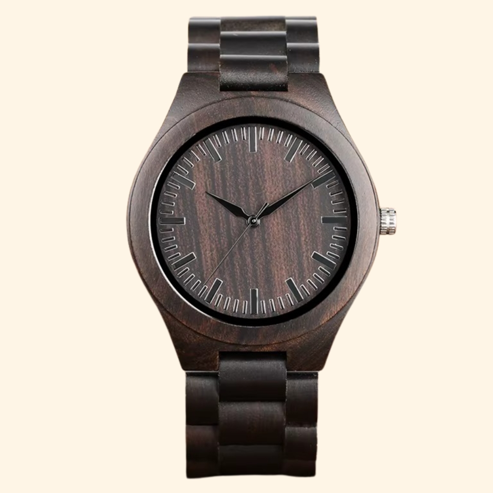 Onyx - Montre En Bois Homme Noire Ébène Et Cadran Ton Sur Ton