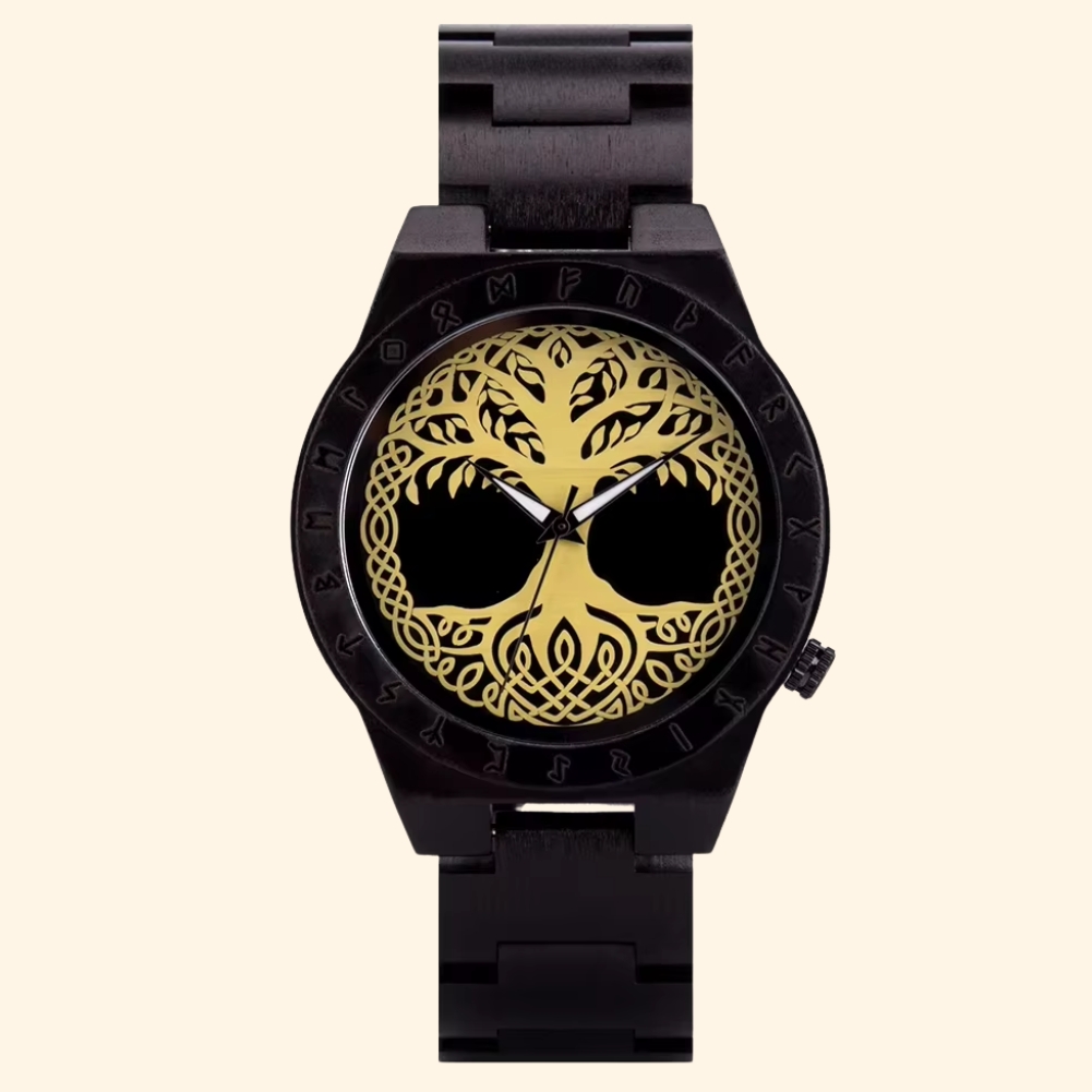 Yggdrasil - Montre En Bois Arbre De Vie Ébène